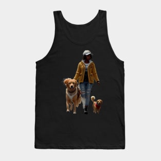Strength and Beauty - Celebrating International Women's Day with African Woman and Golden Retrievers Tank Top